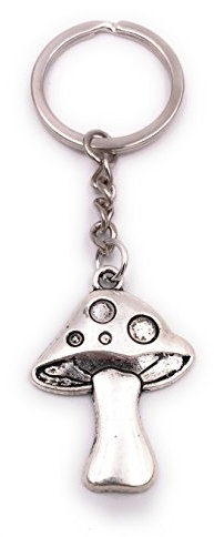 H-Customs Toadstool Champignon Porte-clés Pendentif en métal argenté