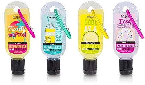 Cucumber, Vanilla, Lemon & Coconut - Cool Collection Clip & Clean Moisturising Travel Hand Sanitizer Gel 30ml Mad Beauty (Set of 4)
