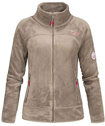 Geographical Norway Upaline Lady - Fleece Fine Frauen Warm Fermetur Zip - Jacke Herbst Winter Frühling Warm Frauen - Long Sleeve Pullover Pelz Weich Komfort Outdoor (Taupe XL-Größe 4)
