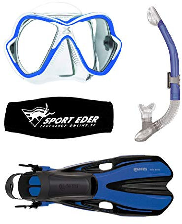 Mares X-Vision Schwarz/Weiss Schnorchelset (blau, S/M (35-38))