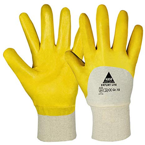 Hase Erfurt Lite 5-Fg Safety Gloves Nitrile Yellow Size 10 Pack of 12