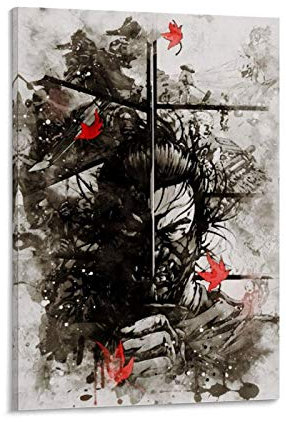paobu Ghost of Tsushima Leinwand-Kunst-Poster und Wand-Kunstdruck, modernes Familienschlafzimmerdekor, 40 x 60 cm