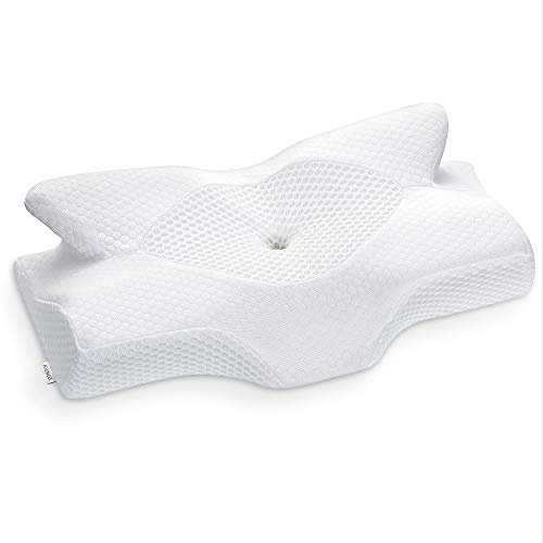 Elviros Taie d'oreiller de Rechange pour Oreiller Mémoire de Forme Cervical | Housse de Coussin en Mousse à mémoire de Forme Cervical (Blanc, taie d'oreiller Uniquement) refroidissement