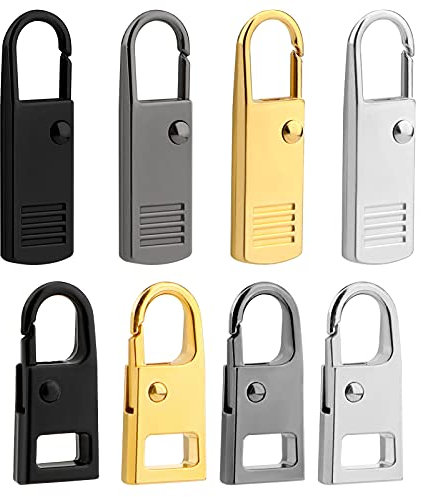 LUTER 8PCS Zipper Pull Ersatz Metall Reißverschluss Pull Tab Zipper Pull Repair Kit für Koffer Mantel Jacke Stiefel Geldbörsen Rucksäcke (2 Größen, 4 Farben)