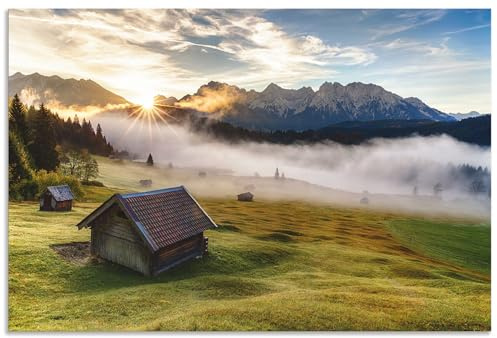 ARTLAND Wanddeko Wandbild Alu Verbundplatte für Innen & Outdoor Bild 60x40 cm Landschaftsbilder Bayern Berge Alpen Natur Allgäu Landhausstil U2EX