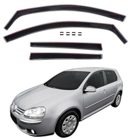 J&J AUTOMOTIVE GP Déflecteurs pour Volkswagen Golf 5 5P. Berline 2003-2009 | 4 déflecteurs GP pour Volkswagen Golf 5 5P. Berline, polycarbonate, finition noire, canal de vitre.
