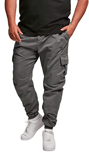 URBAN CLASSICS Pantaloni Cargo Uomo in Stile Militare, Pantaloni Slim Fit, Polsini alle Caviglie, Colore: Grigio , Taglia: S