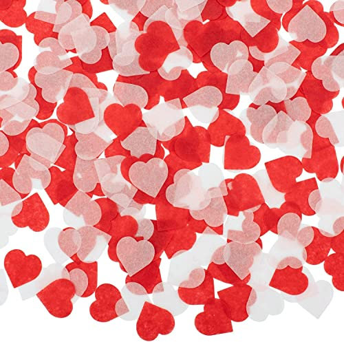 6000 Stück Konfetti Hochzeit, 2,5cm Konfetti Herzen Papier Rot Weiß Rosa Herzkonfetti Tisch Dek für Luftballons Korationen, Valentinstag, Tischdeko Geburtstag, Babydusche, Party
