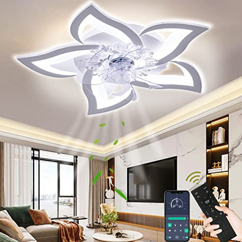 Wildcat Ceiling Fans with Lights, Modern LED Dimmable Ceiling Light with Fan and Remote Control, Quiet, Creative 5 Lights Design, Ceiling Fan for Bedroom, Kitchen, Dining Room