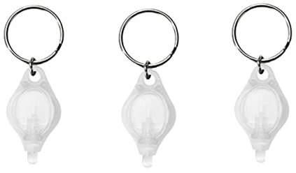 Lot de 3 mini porte-clés lampe torche UV à LED pour détecteur de billets Blanc