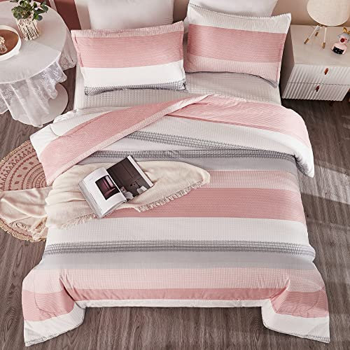 Litanika Pink Twin/Twin XL Tröster-Set für Mädchen – 2-teiliges Blush Twin Extra Lange Größe, leichtes Bettwäsche-Set, Ganzjahres-Daunenalternative Steppdecke