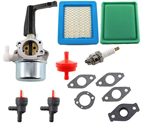 MCHNIC 696065 Carburateur avec Joint d'étanchéité Filtre à air YL-991 Filtre à Carburant YL-999 Bougie d'allumage YL-721 Compatible with motoculteur 697422 110412 110402 avec 2x Robinets d'essence