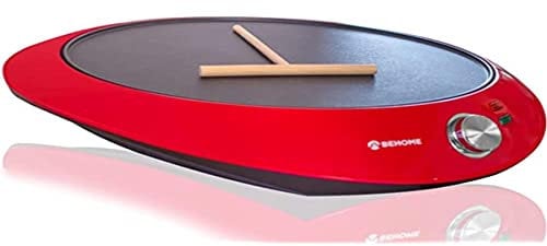 BEHOME Crêpière électrique pour Crêpes, Revêtement Antiadhésif, Appareil à crêpes Ø 30 cm plaque, 1000W avec Spatule à pâte incluse, pour Crêpes, Pan Cakes, Taccos, Gallettes