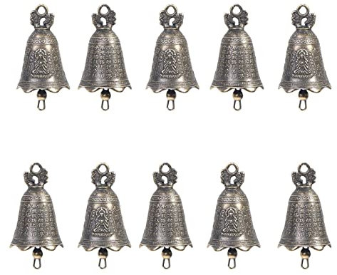 Kleine Glocke Vintage Bronze (10 Stück) – Mini Glöckchen 23 x 37 mm – Glocke aus Bronze für Schlüsselanhänger, Glöckchen, Basteln, Dekorationen, Weihnachten, Hochzeit, Schmuck, Windspiel und Hund