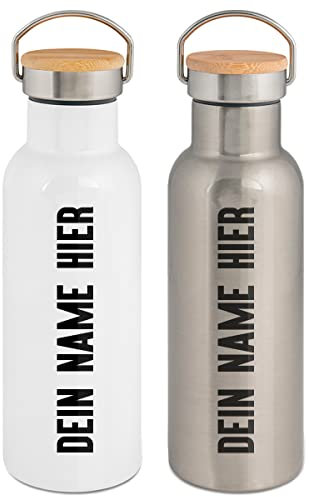 Edelstahl Trinkflasche 750ml personalisiert mit Name und Wunschtext bedrucken