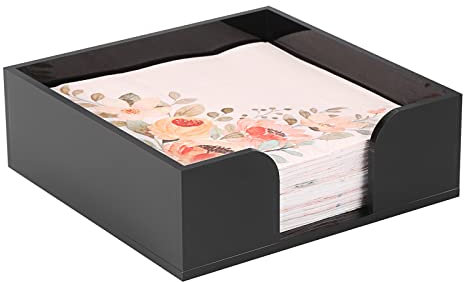 BTSKY Servilletero cuadrado acrílico negro – Servilletas de cena, caja de toallas de invitados, soporte de pañuelos para mesa de comedor, cocina, restaurante, recepción de hotel y fiestas, organizador