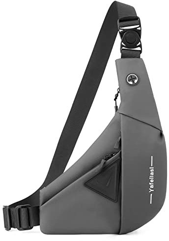 VARLIVOO Brusttasche für Herren Sling Bag Chest Bag Crossbody Bag Umhängetaschen Schultertasche Sporttasche Fitness Wandern Reisen Camping Schule Wasserdicht Polyester Sling Rucksack Grau A