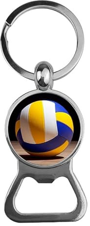 Schlüsselanhänger Glas - Volleyball, Bieröffner, 80mm