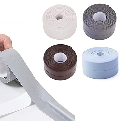 XQZMD Selbstklebende Dichtband, Wasserdichtes PVC Anti-Schimmel Dichtungsband für Badezimmer, Küche, Badewanne, Wand und Toilette, Wandboden (10M-Himmelblau)