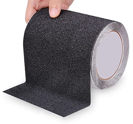 OQingluan Antirutsch Klebeband, 15cm*10m Antirutsch Treppenstufen, Rutschfest Streifen mit Selbstklebend, High Grip, Wasserdicht, für den Innen-und Außeneinsatz Geeignet, Schwarz