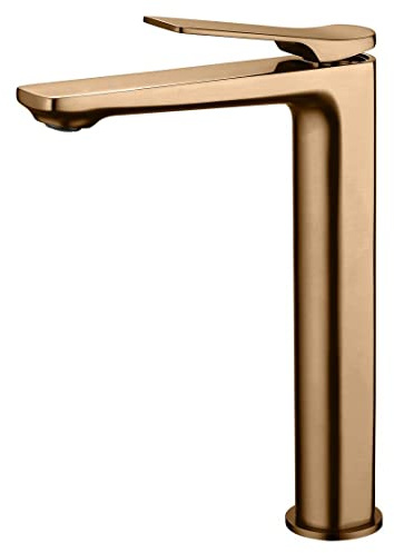 Tall Brushed Copper Bathroom Sink Tap Basin Standing Faucet Mixer Single Lever