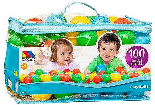 MOLTO | Bolsa 100 Bolas de Colores 6.5 cms | para Piscina de Bolas | Ultraresistentes, Flexibles y No Tóxicas | Juguetes Sensoriales para Bebes | Juguetes Educativos para Niños | 6 Meses