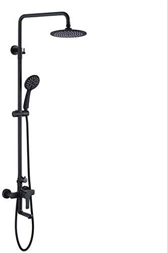 ZEDARO Duschset Der Edelstahl 9 Zoll Runder Messing Regenduschkopf 3 Funktionen Dusche Schwarze Farbe Kompositionsset 1,5 M ABS Handbrauseschlauch Spray Thermostat Badewanne Duscharmatur Luxus
