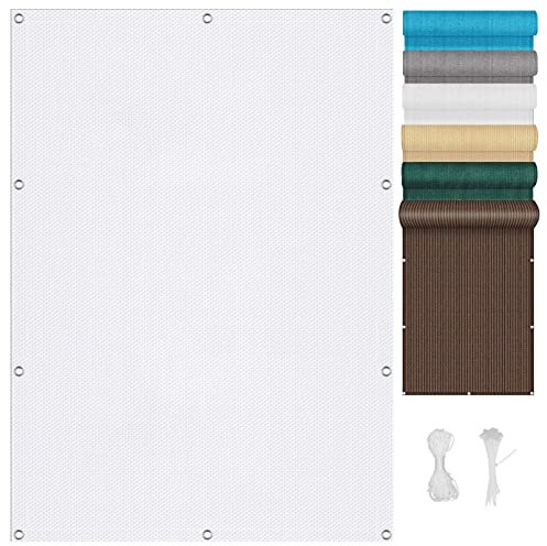 Tenda da Sole Traspirante Rettangolare 5 x 10 m Protezione Raggi UV 95% Rete Ombreggiante Antistrappo con Occhielli per Piscina Piante Villa Serre, Bianco