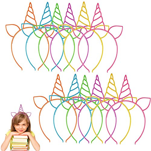 Eowppue Einhorn Haarreif Kinder 12 Stück Einhorn Stirnband Haarreifen Mädchen Einhorn Geburtstagsdeko für Einhorn Party Ostern Geburtstag Birthday Party Karneval Head Accessoires Party Dekoration