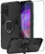 DERHAN Coque pour Vivo V21 5G / Vivo V21 4G, Étuis Antichoc avec Anneau + Verre trempé, Housse de Protection Anti-Vibration, Silicone TPU Case Cover Bumper - Noir