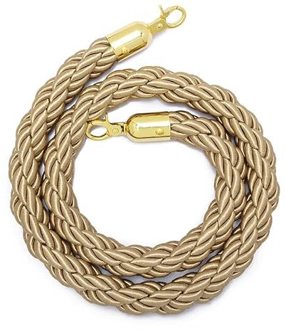 CHUXIBA Absperrseil mit goldenen karabinerhaken Hanfseil (Ø32 mm) 1-5m personenleitsystem absperrband absperrkordel crowd control rope/champagne gold/5m