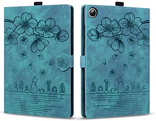 Rosbtib Funda para Samsung Galaxy Tab A9 Plus 11 Pulgadas 2023 Flip Cover Magnética Ranuras para Tarjetas PU Cuero Cover Galaxy Tab A9+ Plus, Verde Gato Sakura