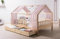 TiCAA Kinderbett Hausbett mit Tüll Kim 90x200 cm, für Jungen & Mädchen, inkl. Rolllattenrost, Schubkasten und Rausfallschutz variabel, Montessori Bett Natur aus Kiefer Massivholz