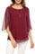 Timuspo Blusen & Tuniken für Damen Elegant Halbärmel Chiffon Oberteile Shirt Rundkragen Italienische Mode Weinrot,L