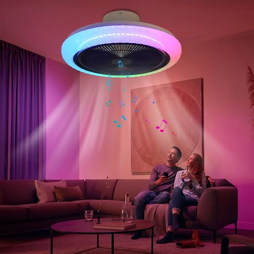 RGB Alexa Ventilatore Da Soffitto Con Luce E Telecomando Camera Da Letto Plafoniera Ventilatore Soffitto E Cassa Bluetooth Ventilatore Soffitto Con Luce Wifi Moderno 50CM*20CM