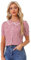 Allegra K Chemisier à Carreaux pour Femmes Contraste à Manches Courtes Bouffantes Haut Chemise à col Claudine Rouge S