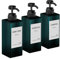 Anhow 3er Seifenspender Kunststoff, 500ml PETG Seifenspender mit 16pcs Kategorie Etiketten für Küche und Badezimmer Dusche/Küche/Badezimmer - Blau/ 500ml