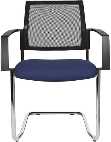 TOPSTAR | Netz-Stapelstuhl | Freischwinger | VE 2 STK | Sitz blau | Gestell Chrom