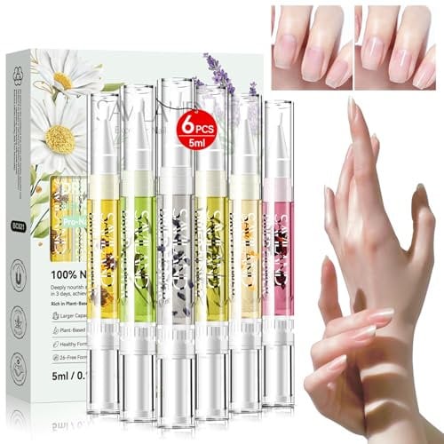 SAVILAND 6PCS 5ML Nagelöl Stift: Getrocknete Blume Nagelpflegeöl, Pflanzliche Nail Cuticle Oil, Floral Nagelhautöl für Pflege Nägel, Genährt Nagelhaut Repar Schwach Brechen Dünne Nägel