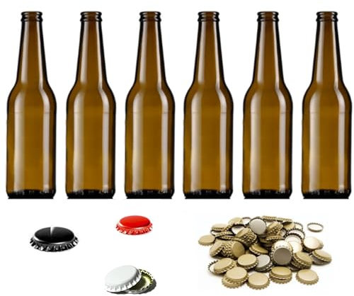 20 Pz Bottiglia Birra VETRO vuota 660 ml con tappi corona 26 mm LONGNECK in vetro di colore abra Completa di Tappo Corona 26 mm - KIT per fare la birra ARTIGIANALE
