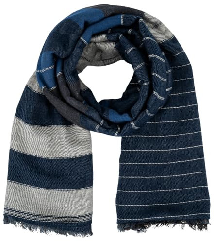LINDENMANN Schal Herren blau-beige Herren-Schal Baumwolle Viskose