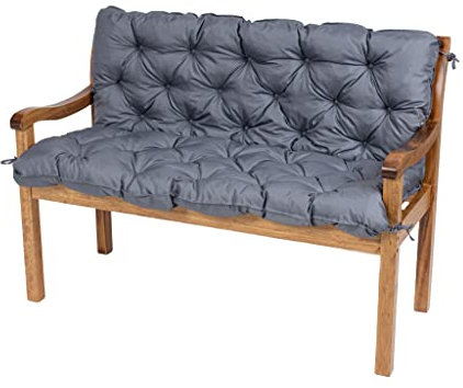 TexDeko® Garden Gartenbankauflage mit Rückenlehne wasserabweisend UV - beständig Bankauflage In- & Outdoor Sitzkissen und Rückenkissen Hollywoodschaukel Sitzpolster (170 x 50 x 50cm Grau)