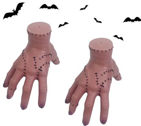 2PCS Wednesday Hand,Realistic Scarred Händchen,Eiskaltes Händchen, Fake Hand Addams Figur,Hand für Halloween-Dekoration,Wednesday Hand Dekoration,Horror-Requisiten Geeignet für Halloween und Cosplay