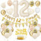 12. Geburtstag Deko Beige - Luftballon Deko für Junge Mädchen, Beige Weiß Gold Luftballons mit Banner und Tortendeko für Geburtstagsdekoration