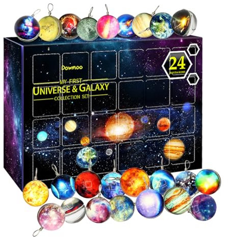 Sonnensystem Adventskalender 2024 für Kinder Erwachsene, 24-Tage Planeten Schlüsselanhänger Sammlung Weihnachts Countdown Kalender, Die acht Planeten Guardian Star Naturstein-Geschenke