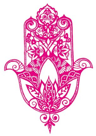 Hamsa Hand Vinyl Wandtattoo Fischauge Indische Buddha Wandkunst Poster Yoga Studio Wandaufkleber Hamsa Lotus Muster Tapete-XL-102x151cm-Rose Red