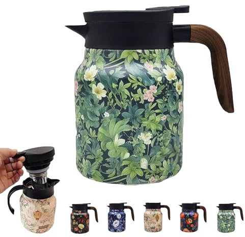 Raidley Vintage Floral Pattern Tea Thermos,Doresty Thermos Tea Pot,2025 New Raidley Vintage Tea Thermos with Infuser, Mini-Hot Coffee Pot,Stainless Steel Thermal Carafe with Lid for Hot Drinks,1000ML