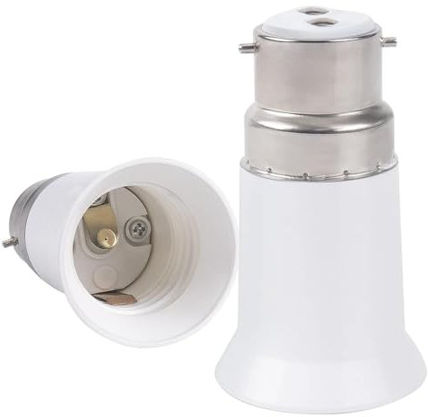 AFSAH Socket Converter B22 to E27 Lamp Holder Socket Adapter-Bayonet to Screw Bulb Adaptor BC to ES Light Bulb Holder for Led Bulbs and Incandescent Bulbs & CFL Bulbs-2 Pac