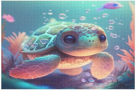 Puzzles Für Erwachsene, 1000 Teile, Meer Schildkröte, Kreative Holzpuzzles, Praktisches Spiel, Familiendekoration （75×50cm）
