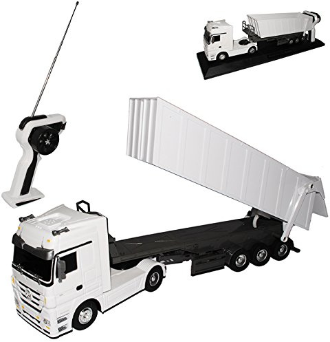 alles-meine.de GmbH Mercedes-B Actros Kipper Weiss 27 MHz - RC Funkauto - mit Beleuchtung - viele Funktionen 1/32 Modellcarsonline Modell Auto mit individiuellem Wunschkennzeiche